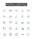 People lifestyle line icons collection. Life events, Human existence, Social behavior, Personal habits, Cultural norms