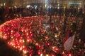 People light candles in honor of Vaclav Havel