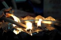 People light incense joss sticks at the temple Royalty Free Stock Photo