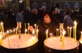 People Lighting Candles for a Religious Feast in a Church in Sofia, Bulgaria January 2018