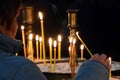 People Lighting Candles for a Religious Feast in a Church in Sofia, Bulgaria January 2018