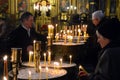 People Lighting Candles for a Religious Feast in a Church in Sofia, Bulgaria January 2018