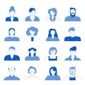 People line avatars. Flat person icon, woman man avatar. Isolated adults, student or business profile image. Chat user