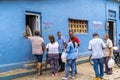 People in the line after freshy baked bread, UNESCO, Vinales, Pinar del Rio Province, Cuba, West Indies, Caribbean