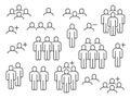 People line icons. Business people groups outline pictograms, add friend request, communication, teamwork and human Royalty Free Stock Photo