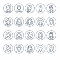 People line icons, business woman avatars. Outline symbols of female professions, secretary, manager, teacher, student