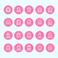 People line icons, business woman avatars. Outline symbols of female professions, secretary, manager, teacher, student Royalty Free Stock Photo