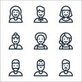 People line icons. linear set. quality vector line set such as man, man, beard, woman, woman, woman, boy