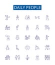 Daily people line icons signs set. Design collection of Dailypeople, Individuals, Populace, Residents, Commuters, Crowd