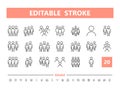 People 20 line icons. Vector illustration in line style. Editable Stroke, 64x64, 256x256, Pixel Perfect. Royalty Free Stock Photo