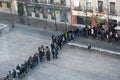 People in line at Reina Sofia museum, Madrid Royalty Free Stock Photo