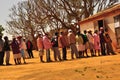 People in line voting