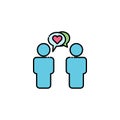 People lineal color icon with chat and heart. love message icon. simple design editable
