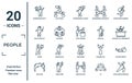 people linear icon set. includes thin line businessman with dollar money, ninja portrait, curier, man hair, stretching exercises,