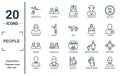 people linear icon set. includes thin line fencing attack, arab woman, brothers, elegant, bearded woman, birth, round table icons Royalty Free Stock Photo