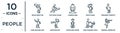 people linear icon set. includes thin line movie director, chinese man, pregnant priority, magician boy, man pushing child, woman Royalty Free Stock Photo
