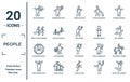 people linear icon set. includes thin line waiter serving a drink on a tray, group of men running, masculine avatar, man standing Royalty Free Stock Photo