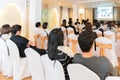 People listen in business seminar hall of hotel room Royalty Free Stock Photo