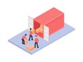 People loading boxes into cargo container Royalty Free Stock Photo