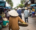 People at the local market in Quang Nam, Vietnam