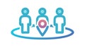 People Location Pins Icon: Group Meetups & Geotagging, vector design Generative AI Royalty Free Stock Photo