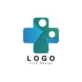 People logo, health sign, clinic, hospital, cross plus design and template