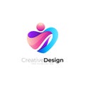 People logo with medical design template, social logos, love Royalty Free Stock Photo