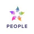 People logo template. Social relationship icon creative sign. Colorful symbol for business isolated.