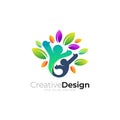 People logo and tree design nature, leaf logos Royalty Free Stock Photo
