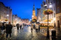 People on the Long Lane of the old town in Gdansk at night, Poland Royalty Free Stock Photo