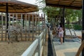 People look at Zebra in the zoo in Sriayuthaya Lion Park , focus selective