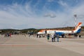 People looking at the aircraft RadarNPP Ilyushin Il-114