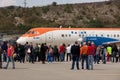 People looking at the aircraft RadarNPP Ilyushin Il-114