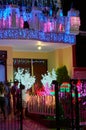 People looking at the Christmas decoration of a house in Villavicencio