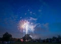 People looking at fireworks in honor of Independence Day Royalty Free Stock Photo