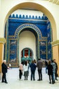 People looking at the magnificent Ishtar Gate at Pergamonmuseum in Berlin, Germany