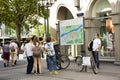 People looking map of landmarks of heidelberger old town for tour in Heidelberg, Germany