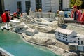 People looking over beautiful famous Alcatraz Prison model. USA. San Francisco. Royalty Free Stock Photo