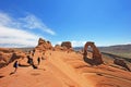 People looking toward Delicate Arch at Arches National Park, Utah