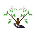 People love tree with roots in hand vector. Royalty Free Stock Photo