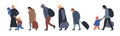 People with luggage. Vector isolated illustration.