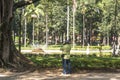 People on Luz Public Park in downtowns Sao Paulo. This is the city's first public park Royalty Free Stock Photo