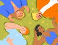 People lying on grass together vector