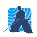 Silhouette of a sword warrior in action pose. Silhouette of kendo martial art pose. Royalty Free Stock Photo