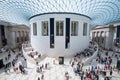 People at the main hall of the famous British museum in London UK