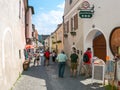 People in Main Street of Durnstein in Wachau, Austria