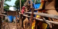 People making lord durga statue in art factory