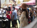 People making a wish in temple.