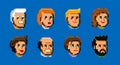 People, male and female faces avatars. Pixel art style vector icons set vector illustration