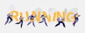 People Marathon Running Sport Competition Typography Banner. People Jogging Training Club. Healthy Active Speed Exercise